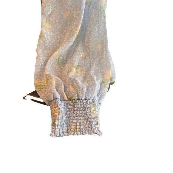 NWOT Blue and Yellow Sheer Peplum Top.          NEVER WORN - Picture 5 of 5